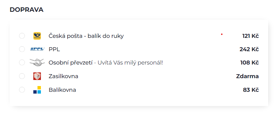 E-shopy na míru, filtr dopravy